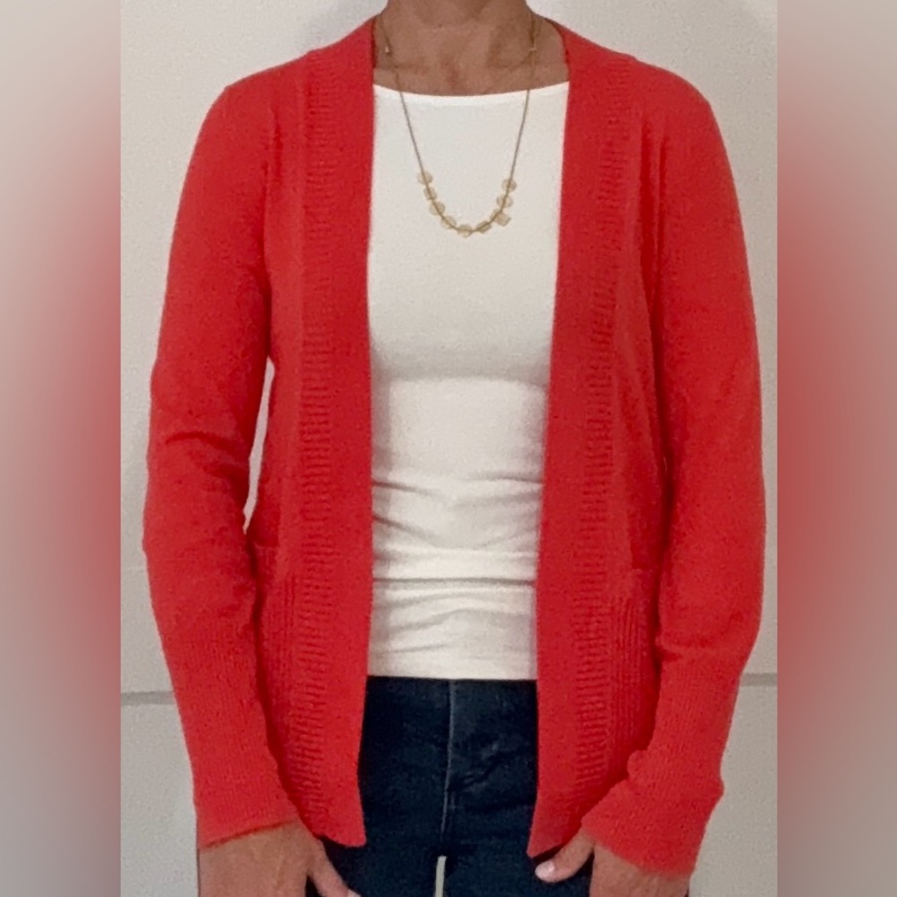 Women's Merino Orange Cardigan Sweater